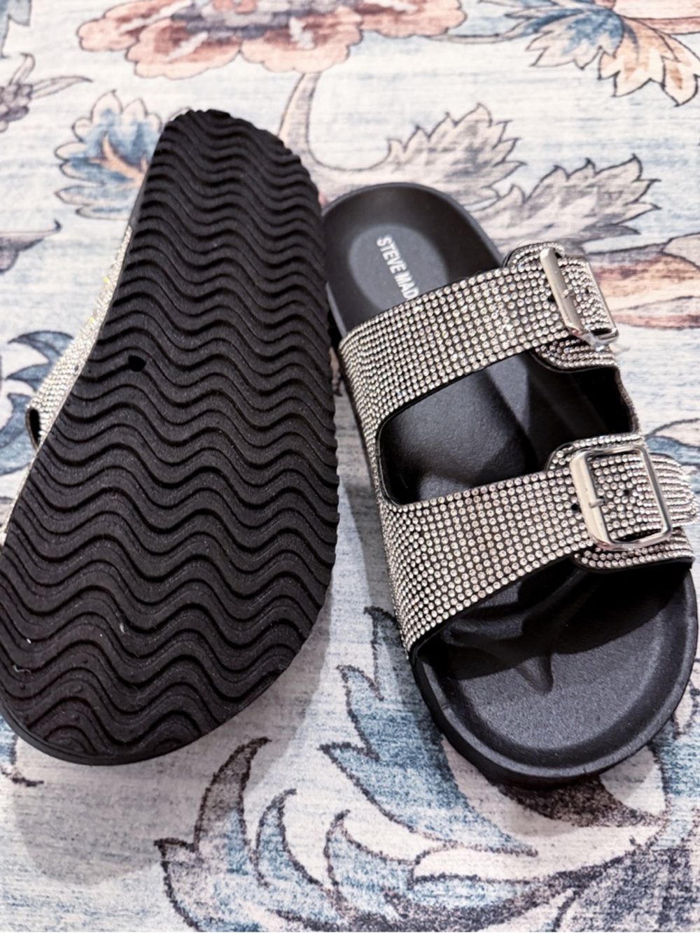 New Pristine Steve Madden Crystal sparkling slides smoke/pet free home - Picture 2 of 2